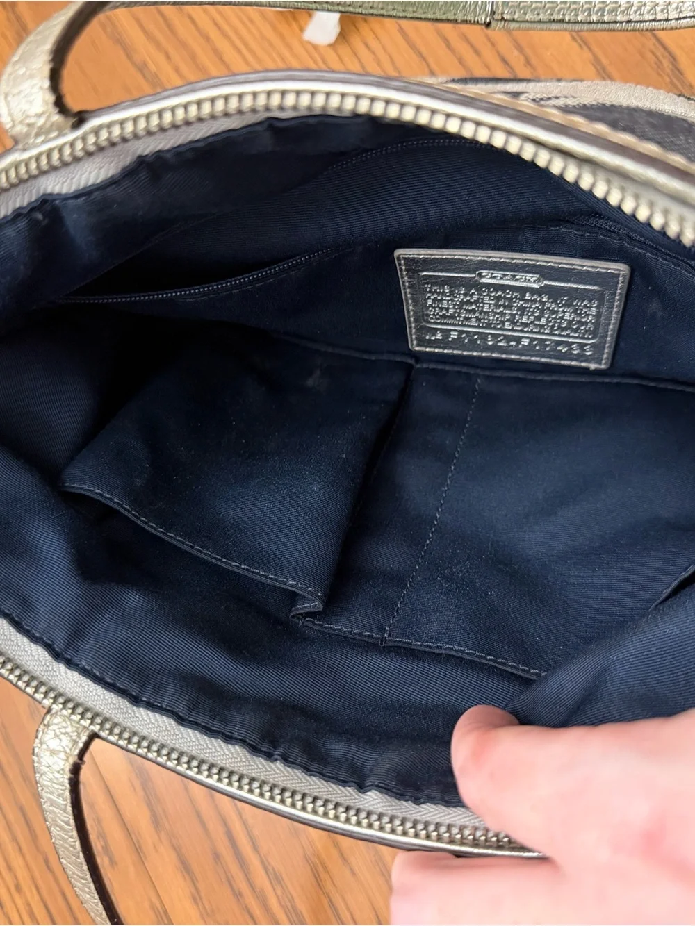 Coach Signature Canvas Tote in Denim and Metallic silver